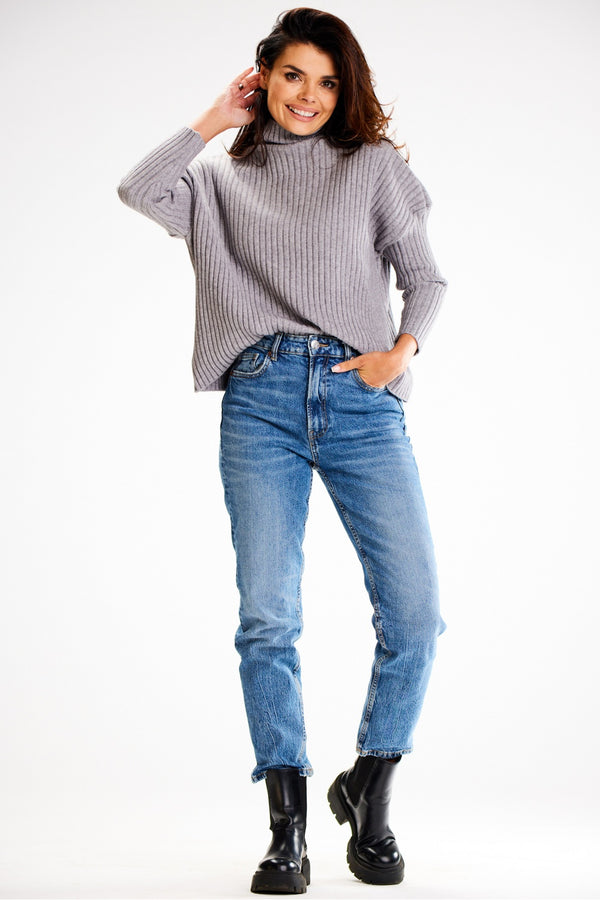 Pull femme awama Col Roulé Col — gris