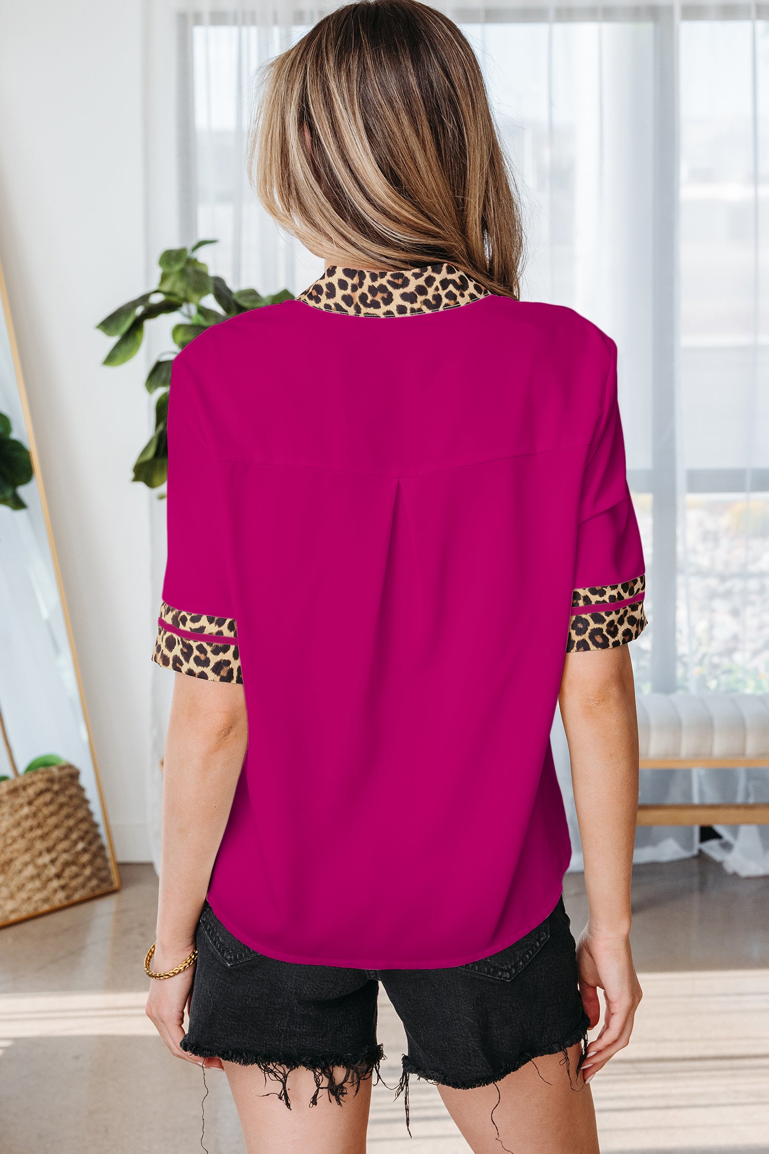 Violet Leopard Patchwork Trim — Tops/Blouses & Shirts, vue 2, LeGeekShop