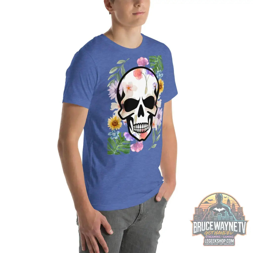 T-shirt Unisexe à Imprimé Crâne et Fleurs - Mode Estivale | Wayne Outfitters - Legeekshop