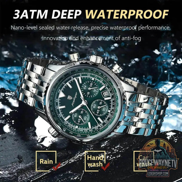 Montre à Quartz de Luxe en Acier Inoxydable pour Homme, Chronographe Étanche, Date Shoous, Militaire | POEDAGAR - Legeekshop
