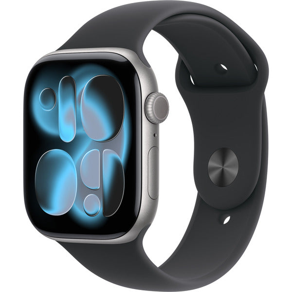 Apple Watch gris, Aluminium, 46 mm, bracelet sport noir S/M - Apple - vue 2