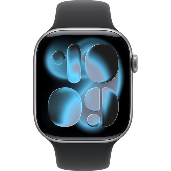 Apple Watch gris, Aluminium, 46 mm, bracelet sport noir M/L - Apple