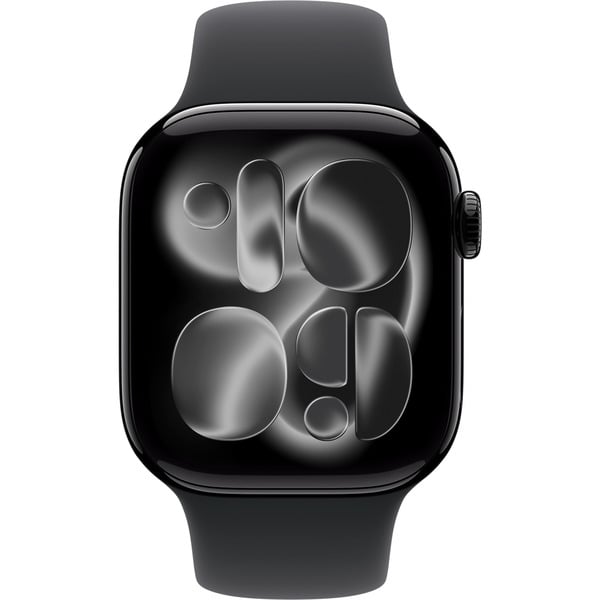 Apple Watch noir (glänzend), Aluminium, 46 mm, bracelet sport noir S/M - Apple