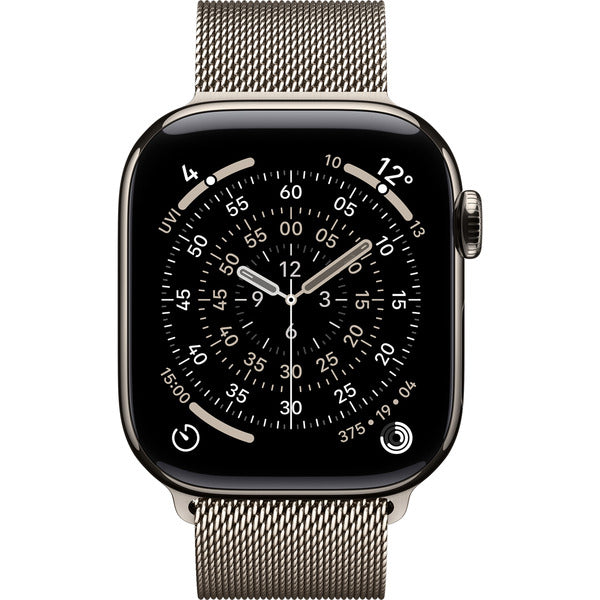 Apple Watch Titan Natur, bracelet / boîtier titane, 42 mm, Milanaise Armband natur S/M, Cellular - Apple