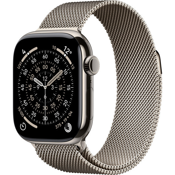Apple Watch Titan Natur, bracelet / boîtier titane, 42 mm, Milanaise Armband natur S/M, Cellular - Apple - vue 2