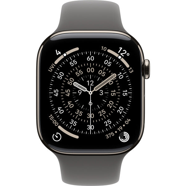 Apple Watch Titan Natur, bracelet / boîtier titane, 46 mm, bracelet sport steingrau M/L, Cellular - Apple