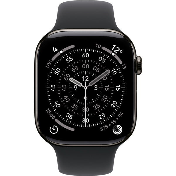 Apple Watch Titan Schiefer, bracelet / boîtier titane, 46 mm, bracelet sport noir S/M, Cellular - Apple