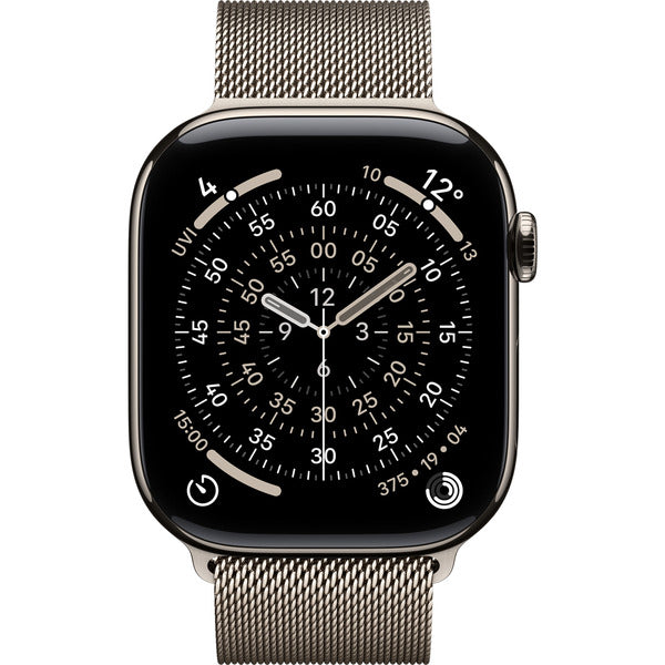 Apple Watch Titan Natur, bracelet / boîtier titane, 46 mm, Milanaise Armband natur M/L, Cellular - Apple