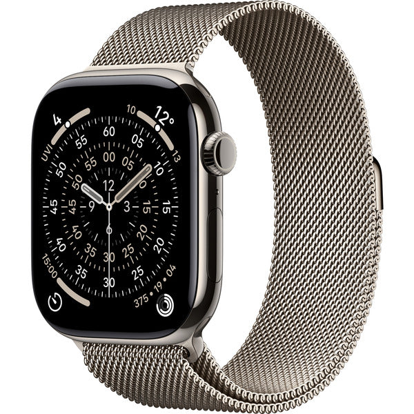 Apple Watch Titan Natur, bracelet / boîtier titane, 46 mm, Milanaise Armband natur M/L, Cellular - Apple - vue 2
