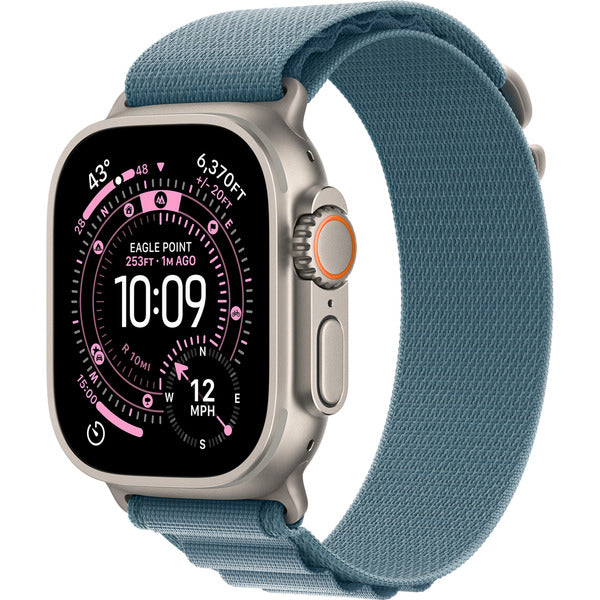 Apple Watch titan, 49 mm, Alpine Loop bleu clair L, bracelet / boîtier titane, Cellular - Apple - vue 2
