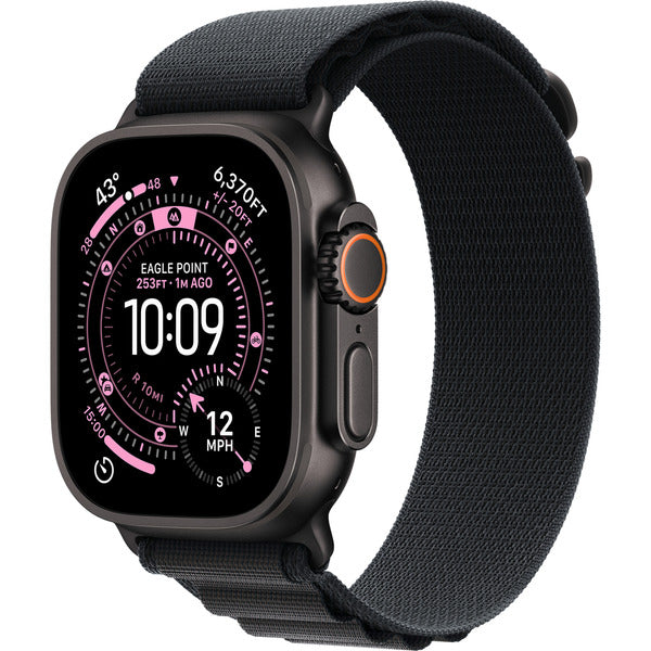 Apple Watch noir, 49 mm, Alpine Loop noir L, bracelet / boîtier titane, Cellular - Apple - vue 2