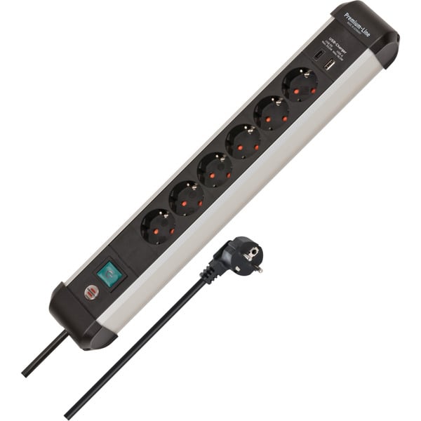 Brennenstuhl Premium-Alu-Line Steckdosenleiste 6-fach, 2x USB - Brennenstuhl