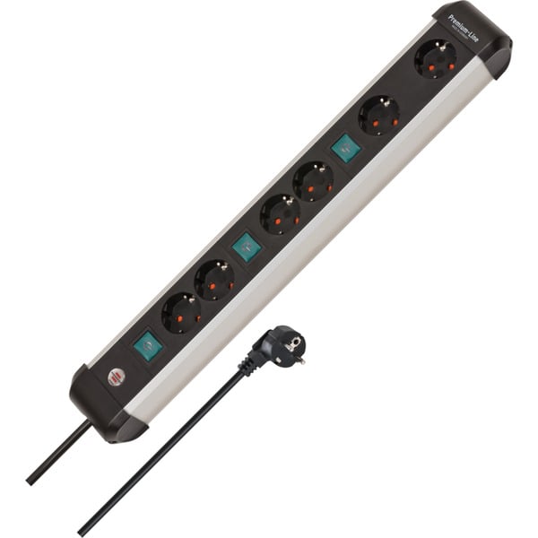Brennenstuhl Premium-Alu-Line Steckdosenleiste 6-fach, 3x 2fach schaltbar - Brennenstuhl