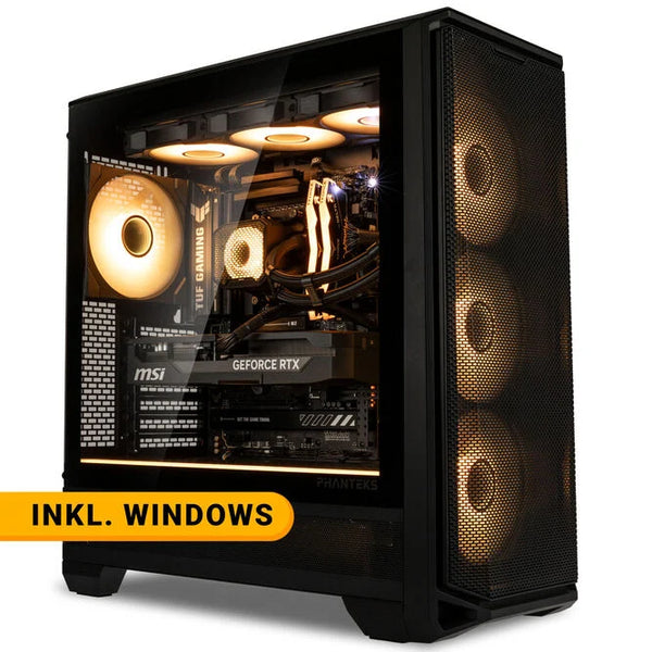 KingForge Gaming-PC Platin, AMD Ryzen 7 7800X3D, RTX 5070 Ti, Phanteks Eclipse G400A – Fertig-PC avec Windows - King Mod Systems