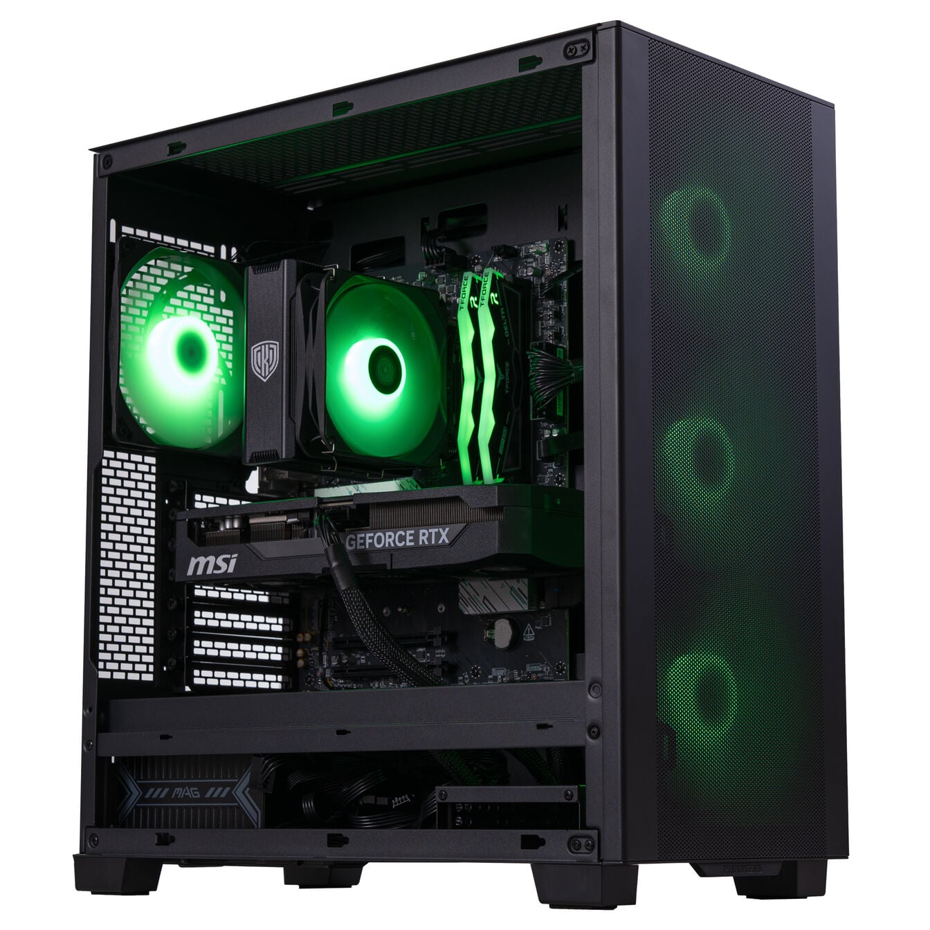 Gaming-PC Mach 5 vert, AMD Ryzen 5 7500X3D, RTX 5070 Ti - King Mod Systems - vue 2