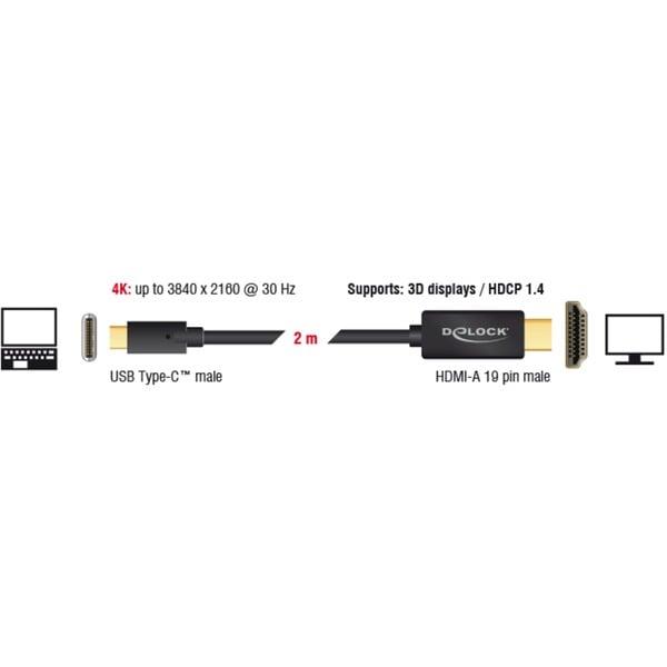 DeLOCK USB Adapterkabel, USB-C Stecker > HDMI 4K Stecker - DeLOCK - vue 2