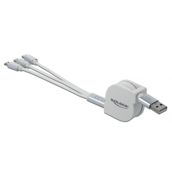 DeLOCK USB Aufrollcâble de charge, USB-A > Micro-USB + USB-C + Lightning - DeLOCK - vue 2