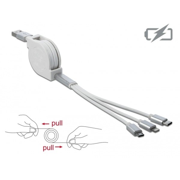 DeLOCK USB Aufrollcâble de charge, USB-A > Micro-USB + USB-C + Lightning - DeLOCK - vue 5
