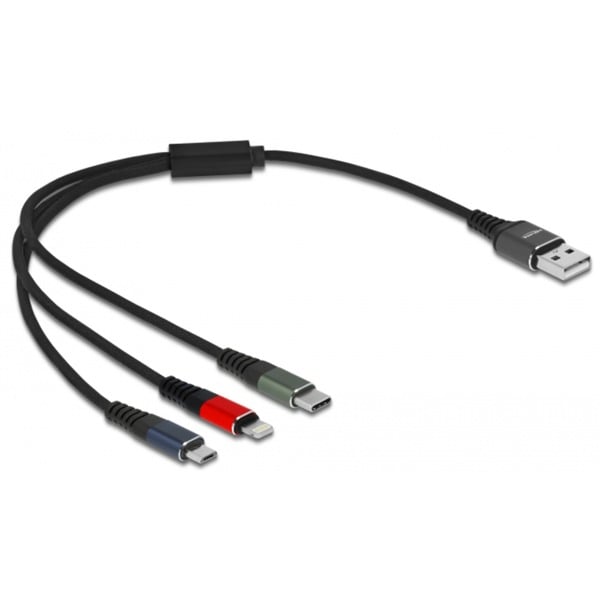 DeLOCK USB câble de charge, USB-A Stecker > USB-C + Micro USB + Lightning Stecker - DeLOCK