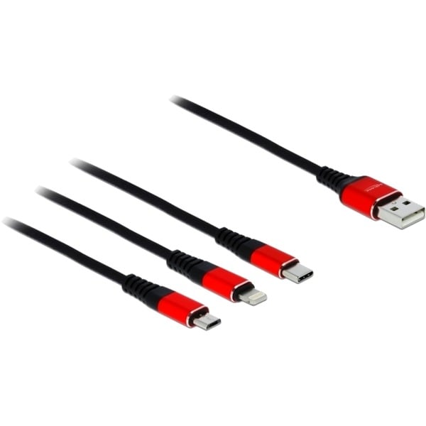 DeLOCK USB câble de charge, USB-A Stecker > USB-C + Micro USB + Lightning Stecker - DeLOCK