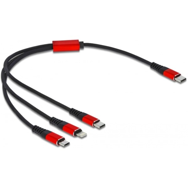 DeLOCK USB câble de charge, USB-C Stecker > Micro-USB + USB-C + Lightning Stecker - DeLOCK