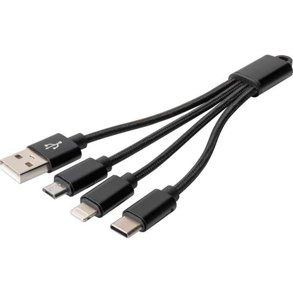 Digitus 3-in-1 câble de charge, USB-A 2.0 > Lightning + USB-C + Micro-USB - Digitus