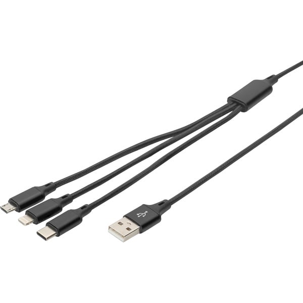 Digitus 3-in-1 câble de charge, USB-A > Lightning + USB-C + Micro-USB - Digitus