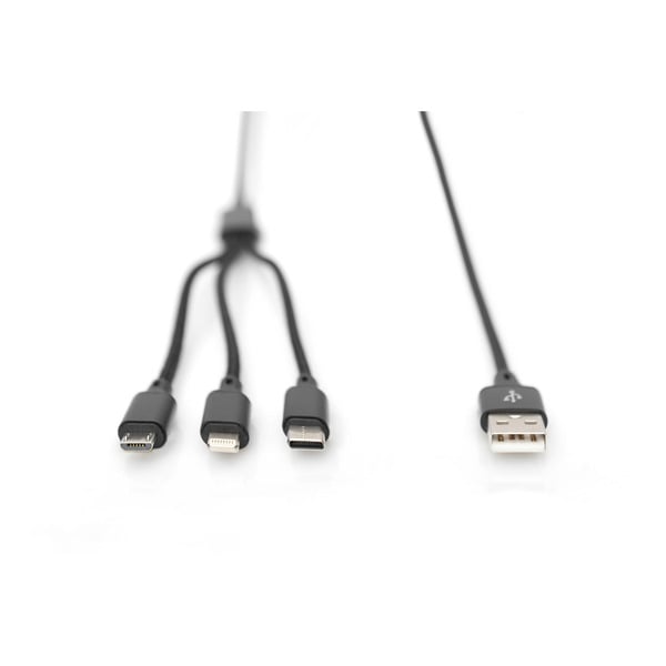 Digitus 3-in-1 câble de charge, USB-A > Lightning + USB-C + Micro-USB - Digitus - vue 2