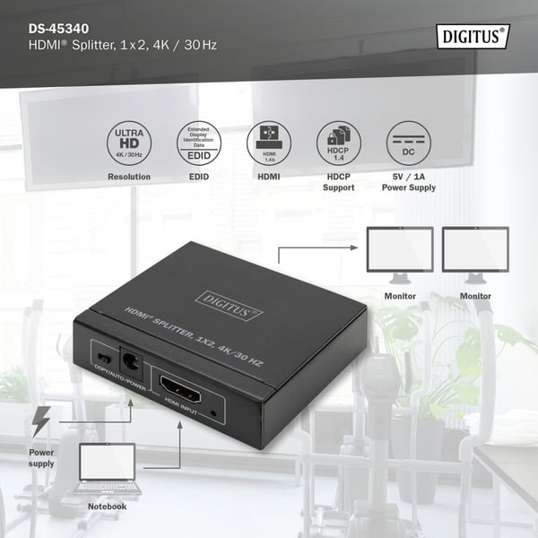 Digitus 4K HDMI Splitter, 1x2 - Digitus - vue 8