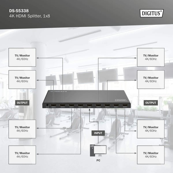 Digitus 4K HDMI Splitter, 1x8 - Digitus - vue 6