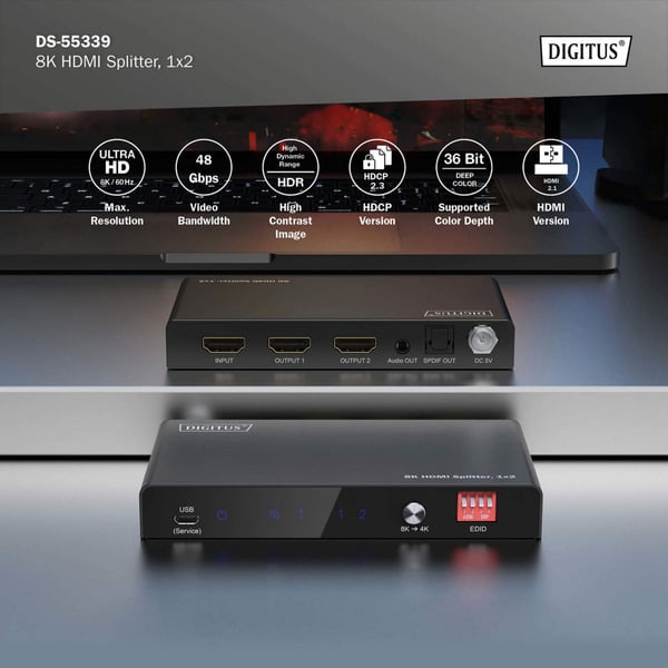 Digitus 8K HDMI Splitter, 1x2 - Digitus - vue 8