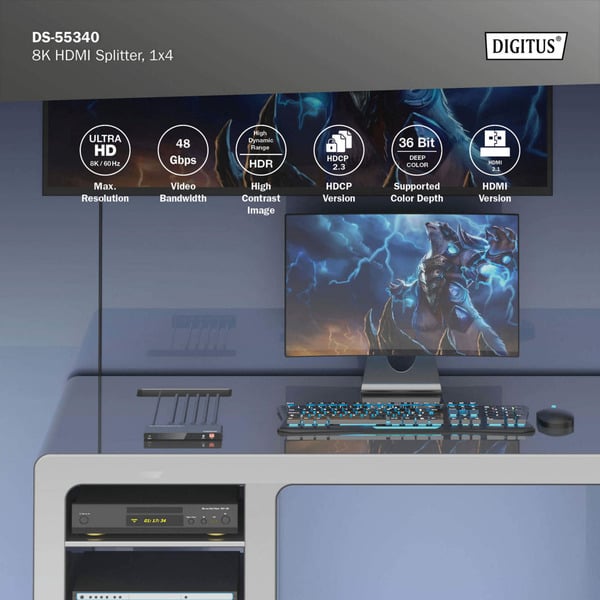 Digitus 8K HDMI Splitter, 1x4 - Digitus - vue 7