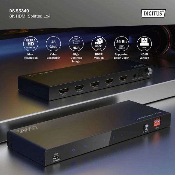 Digitus 8K HDMI Splitter, 1x4 - Digitus - vue 8