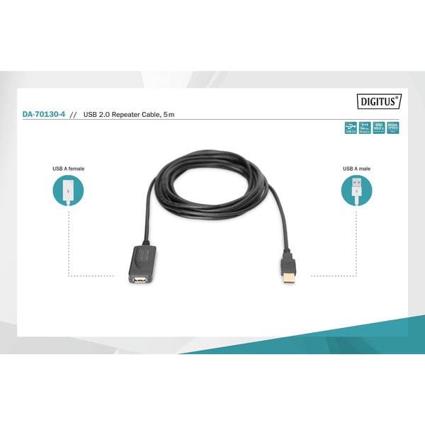 Digitus Aktives USB 2.0 Verlängerungskabel, 5 mètre - Digitus - vue 5