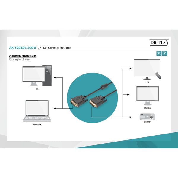 (€ 1,18 / 1 m) Digitus Anschlusskabel DVI > DVI - Digitus - vue 4