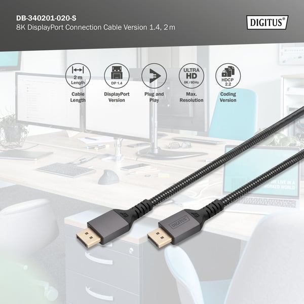 Digitus DisplayPort 1.4 Premium Anschlusskabel, UHD 8K - Digitus - vue 5