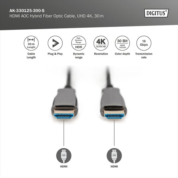 Digitus HDMI AOC Hybrid Glasfaserkabel, UHD 4K - Digitus - vue 5