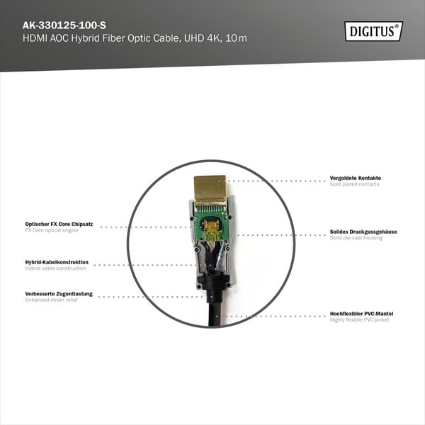 Digitus HDMI AOC Hybrid Glasfaserkabel, UHD 4K - Digitus - vue 5