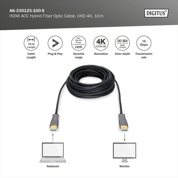 Digitus HDMI AOC Hybrid Glasfaserkabel, UHD 4K - Digitus - vue 6