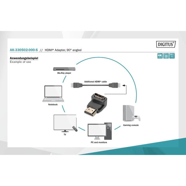 Digitus HDMI-A Stecker > HDMI-A Buchse 4K, Adapter - Digitus - vue 7