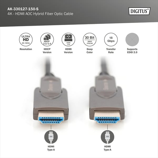 Digitus HDMI / Micro HDMI AOC Hybrid Glasfaserkabel, UHD 4K - Digitus - vue 7