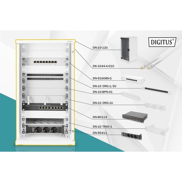 Digitus Network Set - 254 mm (10") - 12U, 312 x 300 mm (W xD), IT-Schrank - Digitus - vue 11