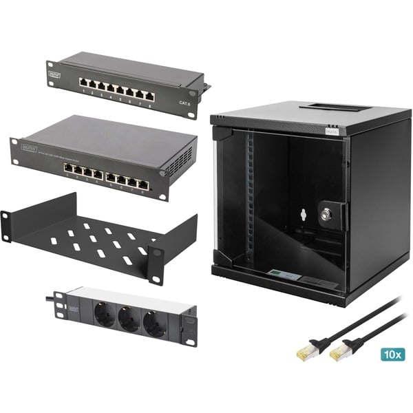 Digitus Netzwerk-Set 254 mm (10") - 6HE, 312 x 300 mm (B x T), IT-Schrank - Digitus