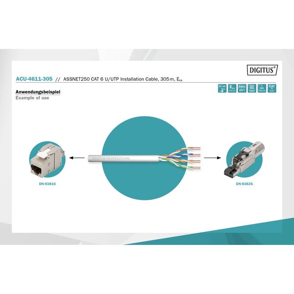 Digitus Professional ASSNET250 Cat.6 U/UTP Verlegekabel simplex, Eca - Digitus - vue 2