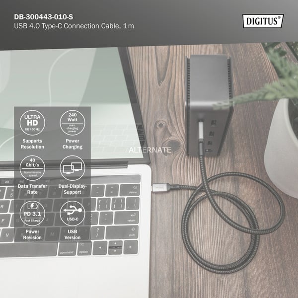 Digitus USB4 Gen 3x2 câble, USB-C Stecker > USB-C Stecker, 40Gbit/s - Digitus - vue 7