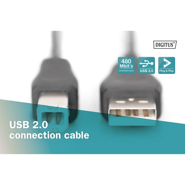 € 1,50 Digitus USB 2.0 Anschlusskabel USB-A (Stecker) > USB-B (Stecker) - Digitus - vue 5