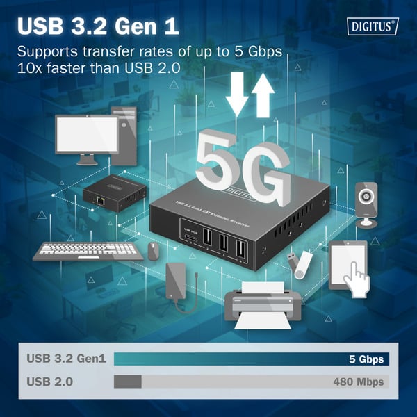 Digitus USB 3.2 Gen1 CAT Extender-Set, 5Gbps, 100 mètre, USB-Extender - Digitus - vue 11