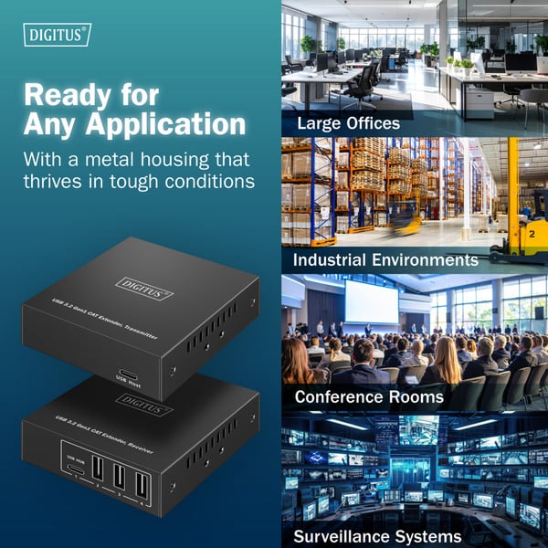 Digitus USB 3.2 Gen1 CAT Extender-Set, 5Gbps, 100 mètre, USB-Extender - Digitus - vue 9