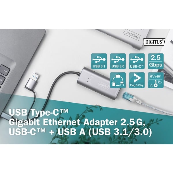 Digitus USB 3.2 Gen 1 Adapter, USB-C Stecker > RJ-45 Buchse - Digitus - vue 6