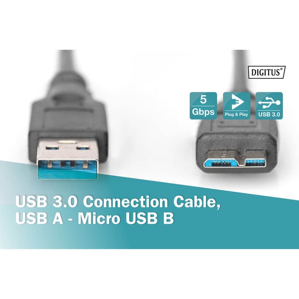 (€ 14,08 / 1 m) Digitus USB 3.2 Gen 1 Anschlusskabel USB-A > Micro USB-B - Digitus - vue 5